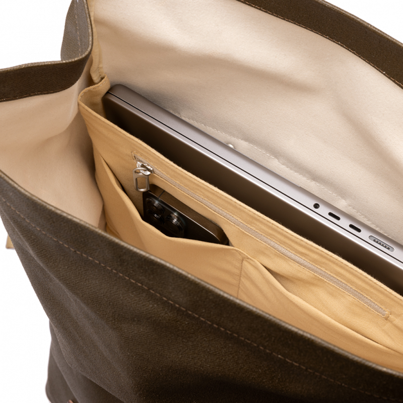 Brooks Pickwick Cotton Canvas Backpack in Moss-9