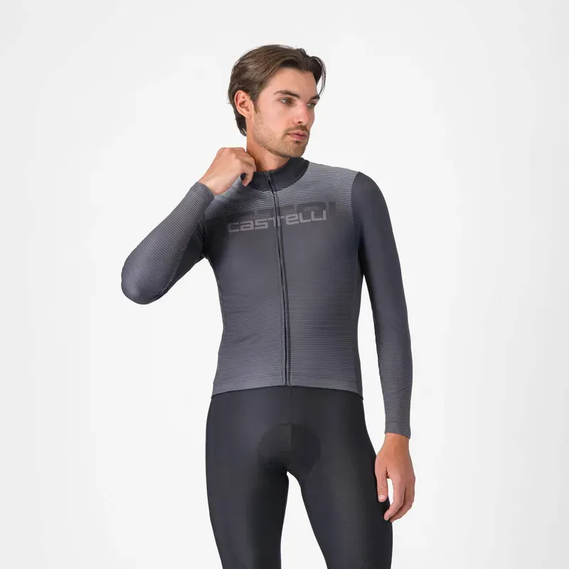 Castelli Apice Thermal Jersey in Dark Grey/Smoky Grey/Silver Grey