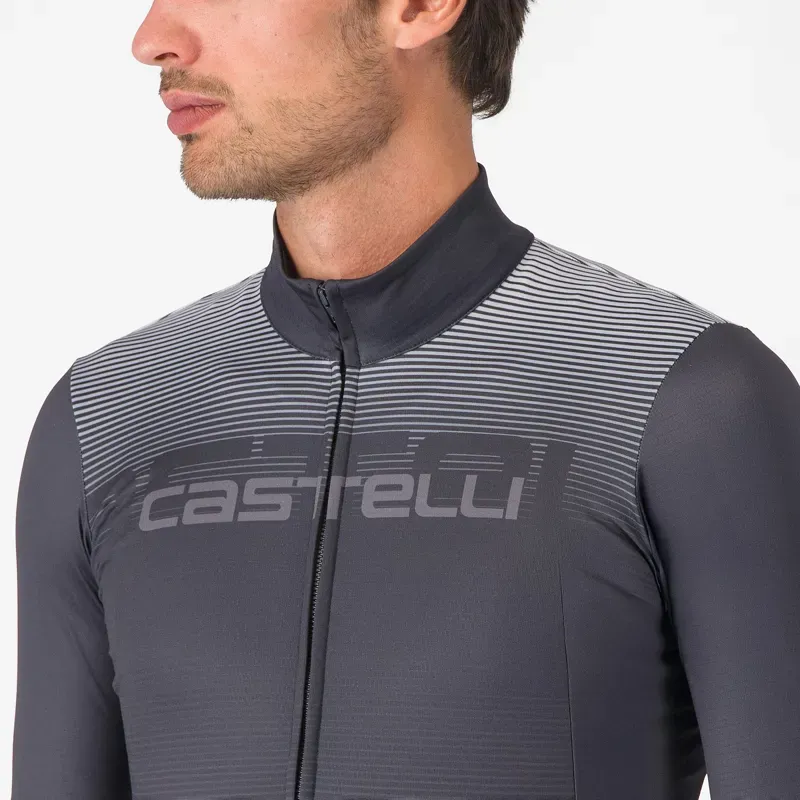 Castelli Apice Thermal Jersey in Dark Grey/Smoky Grey/Silver Grey-2