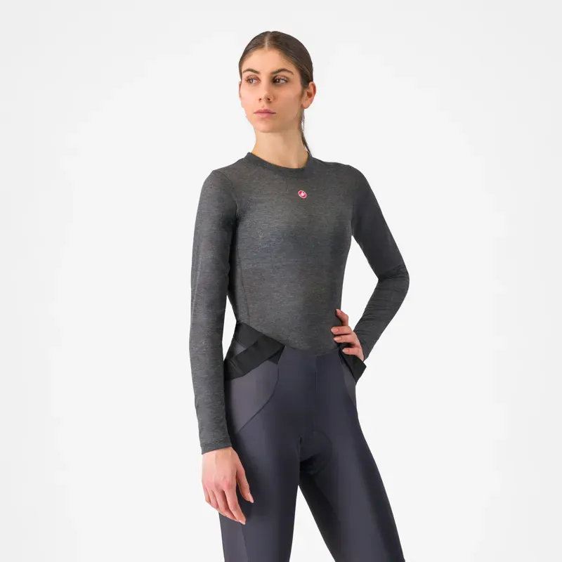 Castelli Women's Medio Long Sleeve Base Layer in Melange Grey-2