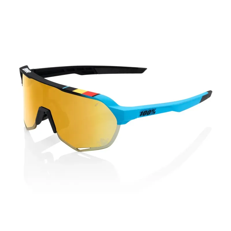 100% S2 Gold Lens Sunglasses in Black/Belgian Blue
