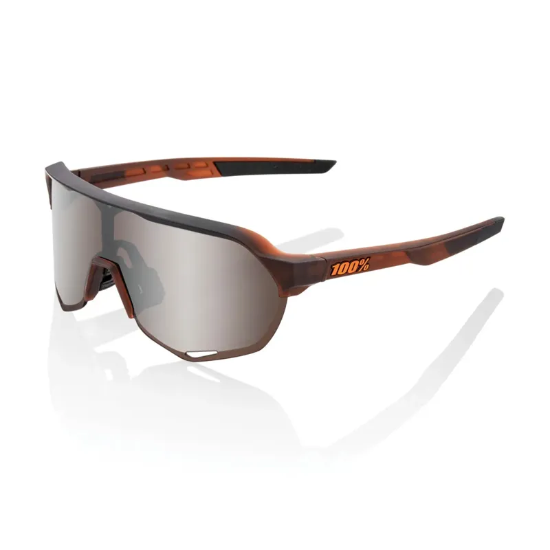 100% S2 HiPER Mirror Silver Lens Sunglasses in Translucent Brown Fade