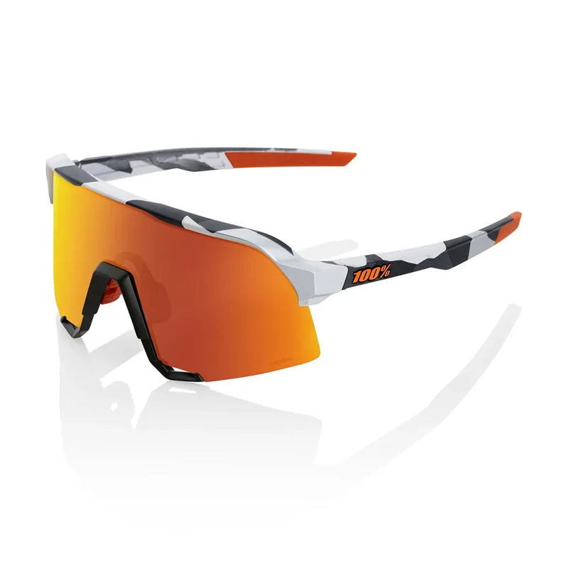 100% S3 HiPER Mirror Red Lens Sunglasses in Soft Tact Grey Camo