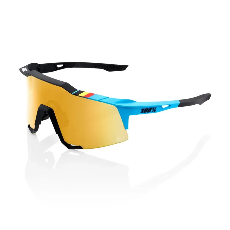 100% Speedcraft Gold Lens Sunglasses in Black/Belgian Blue