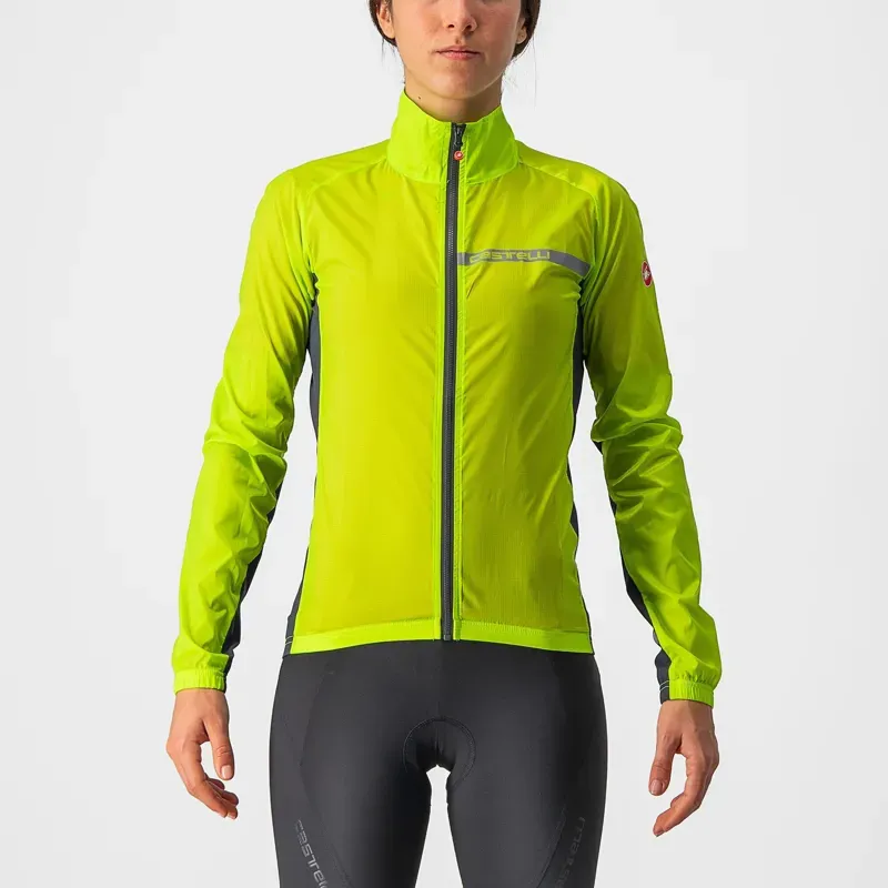 Castelli Squadra Stretch Womens Jacket in Electric Lime/Dark Grey