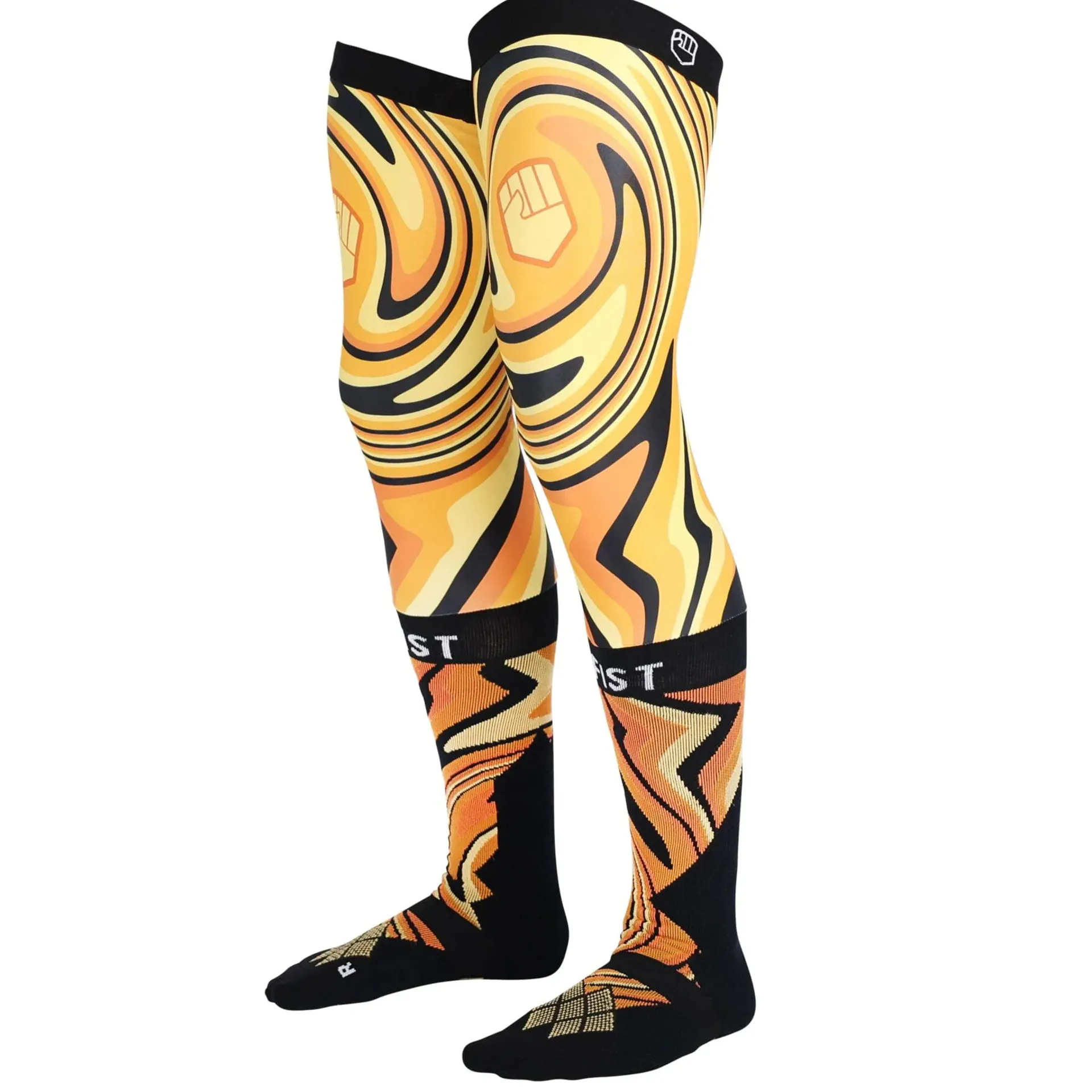 Fist Handwear 70's Swirl Moto Chapter 18 Socks in Orange/White