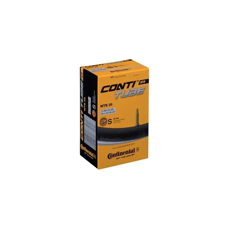 Continental 42mm Presta Valve 27.5x2.6-8-inch Std. MTB Tube in Black