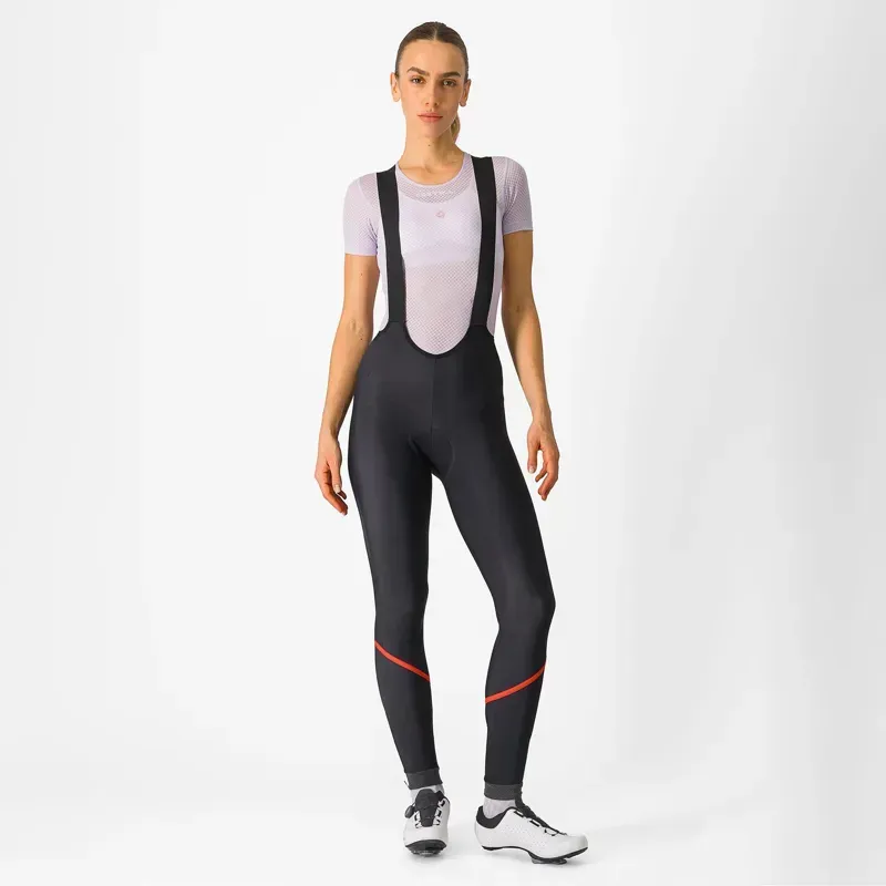 Castelli Velocissima DT Womens Bibtights in Black/Hibiscus