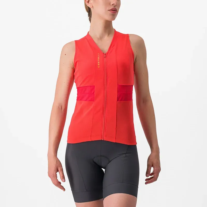 Castelli Anima 4 Sleeveless Women's Jersey in Hibiscus/Soft Orange