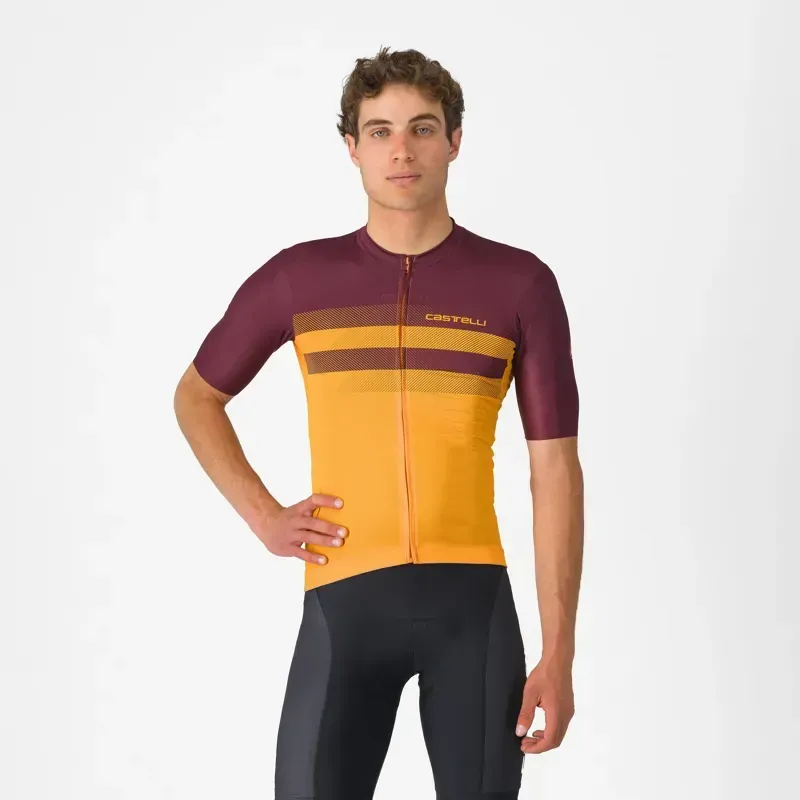 Castelli Simbolo Jersey in Vivid Orange/Bordeaux
