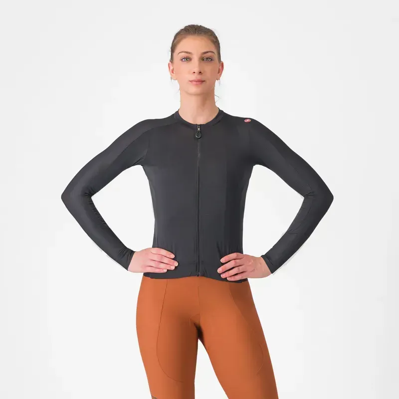 Castelli Espresso Women's Long Sleeve Jersey in Light Black/Dark Grey