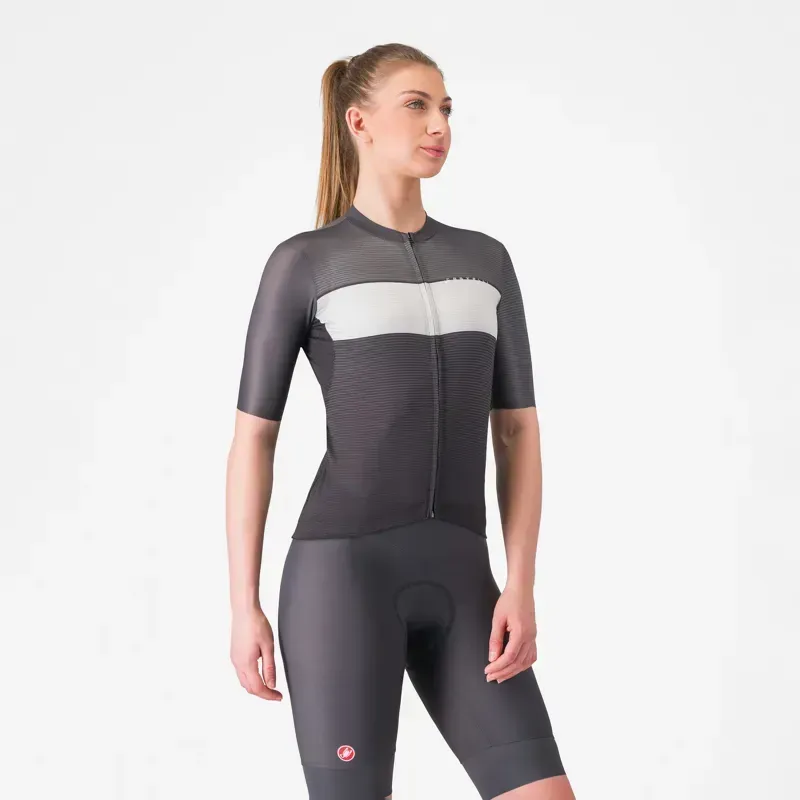 Castelli Elegante Women's Jersey in Black/Silver Grey/Dark Grey
