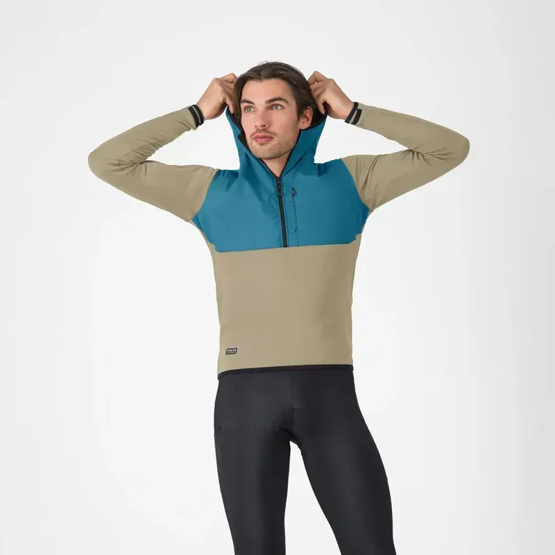 Castelli Unlimited Roam Hoodie in Olive Green/Teal Blue