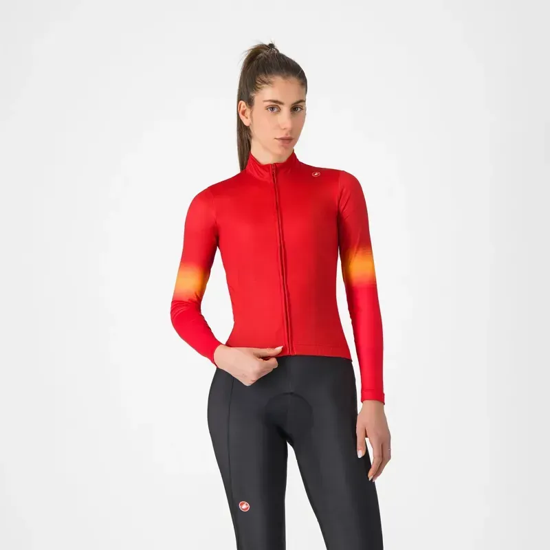 Castelli Corso Thermal Jersey in Rich Red/Hibiscus/Vivid Orange