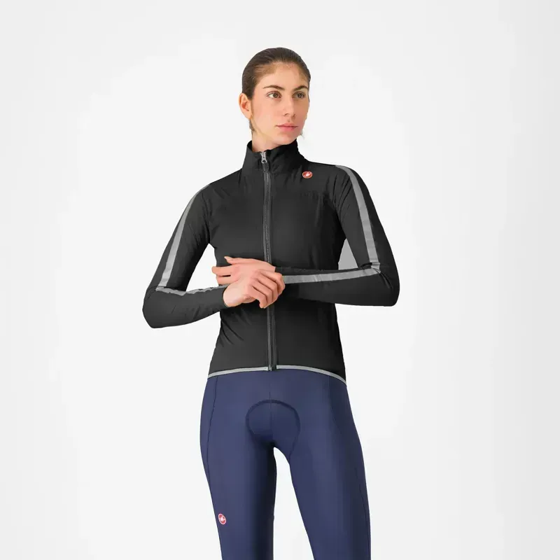 Castelli Ultra Women's Rain Cape in Black/Silver Reflex