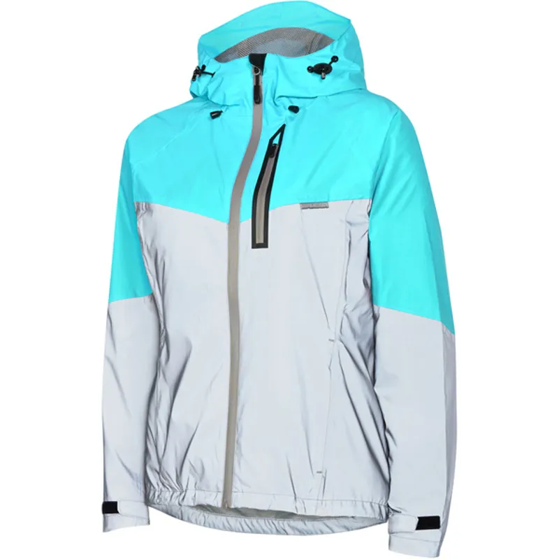 Madison Stellar Reflective Womens Waterproof Jacket, Silver/Aqua Blue