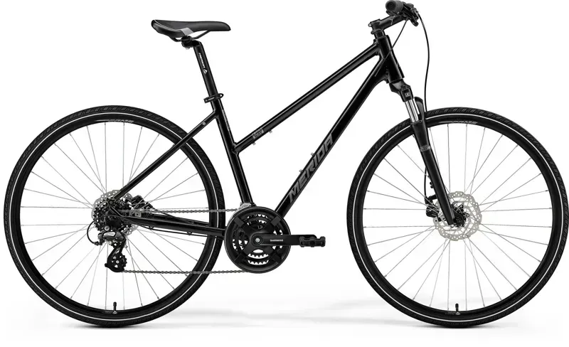 Merida Women's Crossway 10 Hybrid Bike in Black/Silver