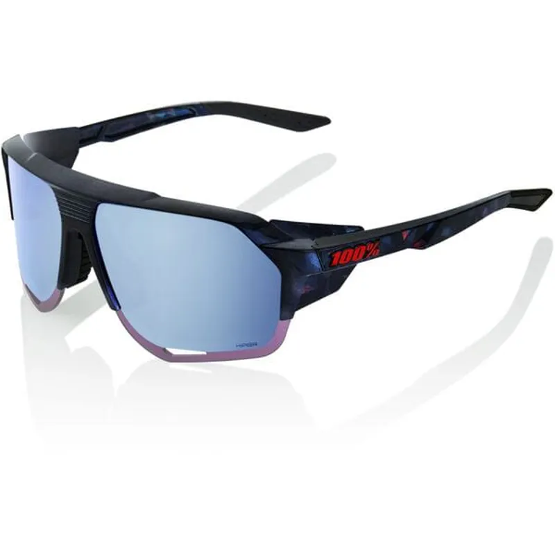 100% Norvik HiPER Blue Multilayer Mirror Sunglasses in Black Holographic