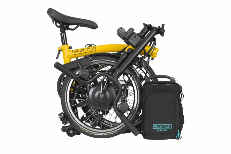 Brompton Electric C-Line H6l Explore High Bar Folding Bike in Bumblebee Yellow-1