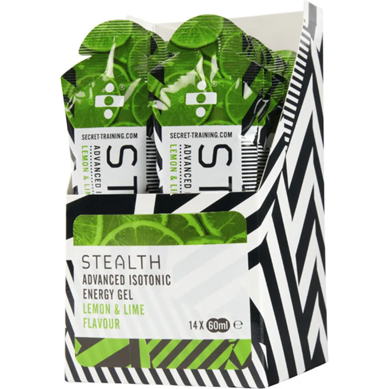 Stealth Lemon/Lime Flavour 60ml Isotonic Energy Gels in Black